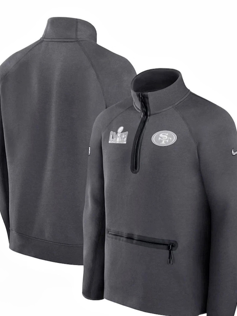 NIKE SAN FRANCISCO 49ERS SUPER BOWL LVIII TECH FLEECE PULLOVER FD0351-060 SZ XL